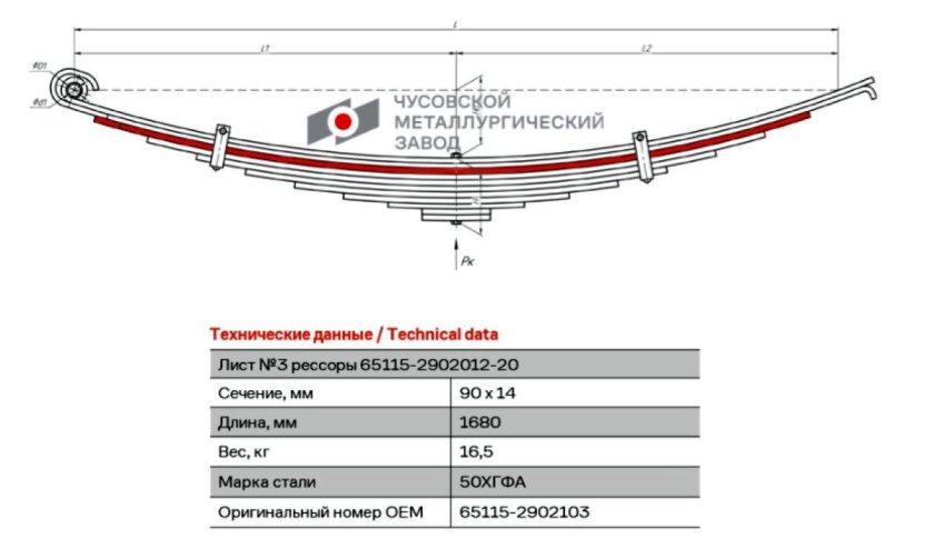 Лист № 1 рессоры УАЗ-452 452-2902015