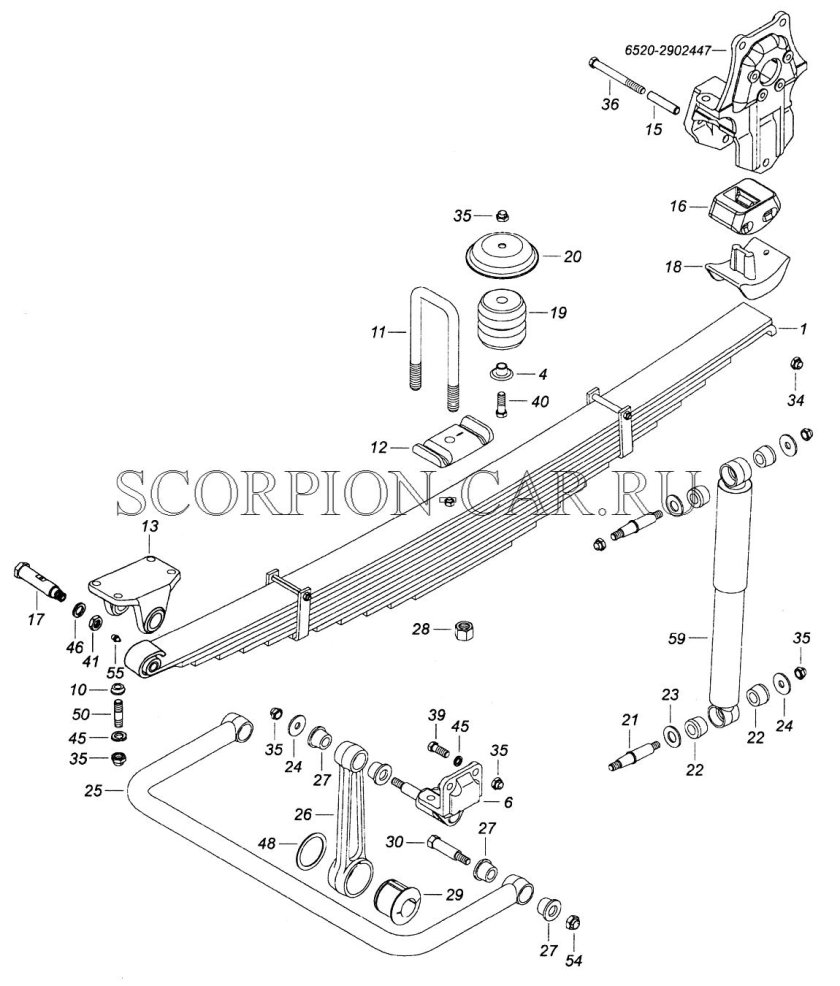 Передняя подвеска КАМАЗ 6520 схема