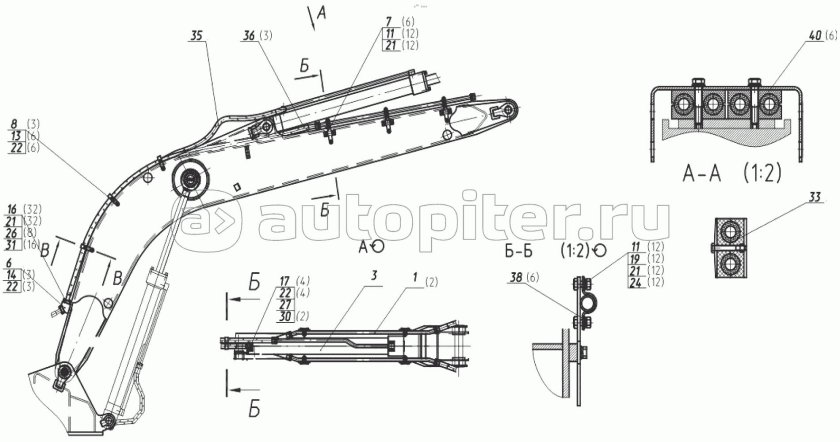 Схема стрелы экскаватора твэкс ек 12