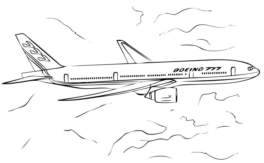 Раскраска самолет Боинг 777