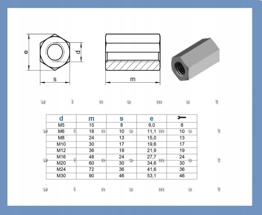 Гайка соединительная м4 удлиненная