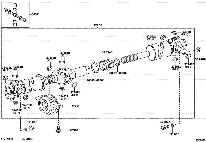 Крестовина переднего вала схема Toyota Hilux 2013