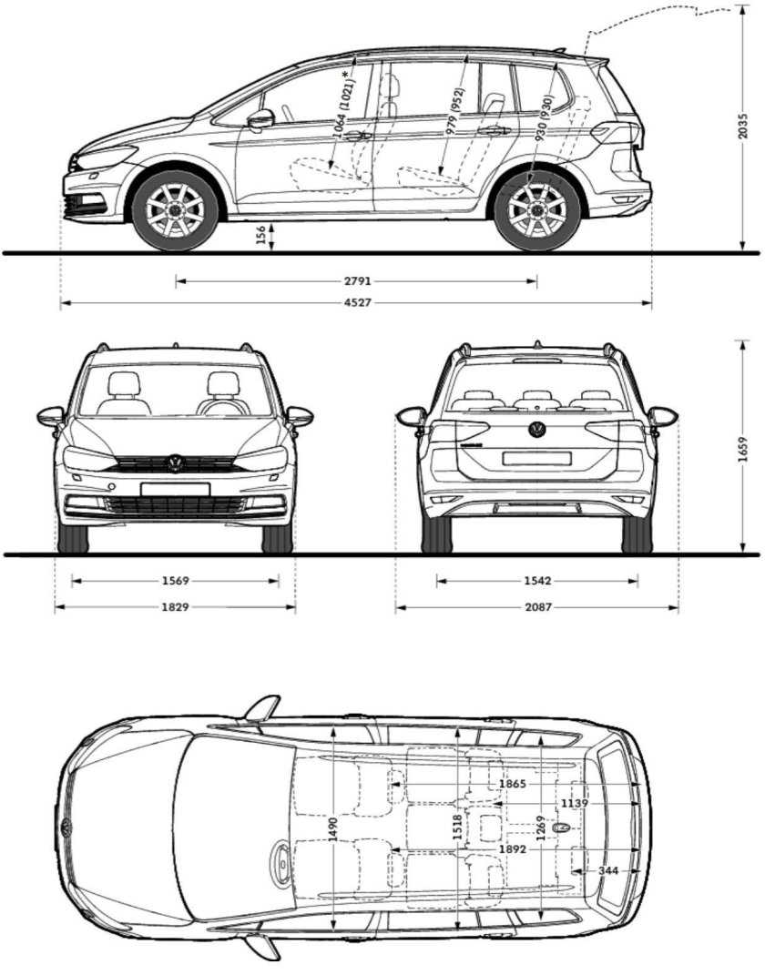 Фольксваген Туран габариты
