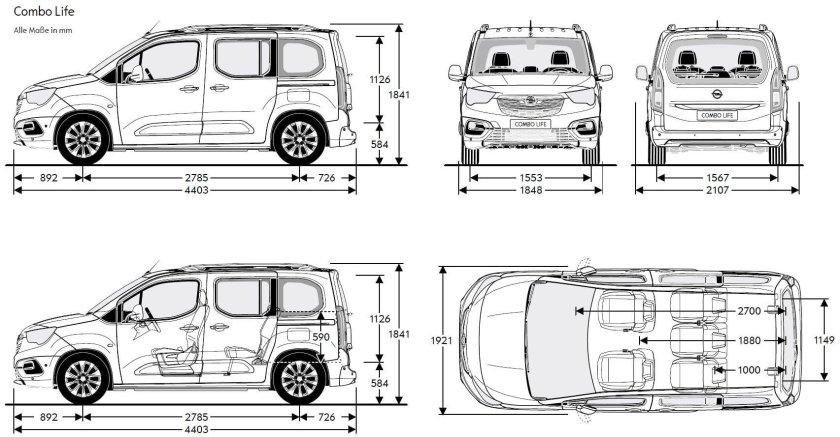 Габариты багажника Опель комбо 2008