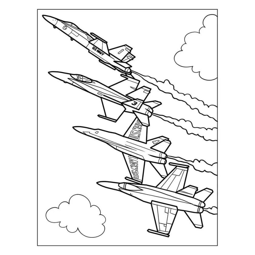 Раскраска самолет военный