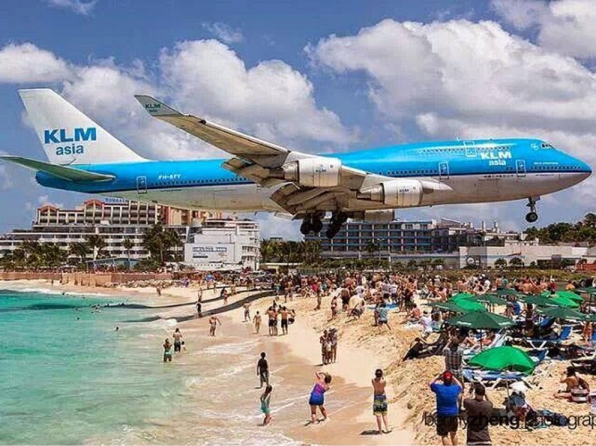 Пляж махо сен-Мартен