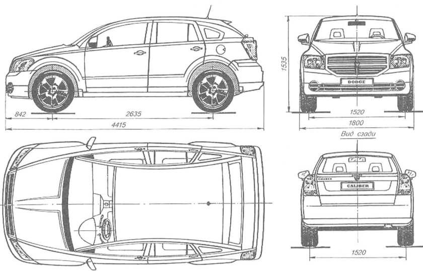 Dodge Caliber 2007 габариты