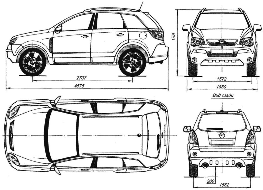 Габариты Опель Антара 2008 года