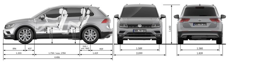 Volkswagen Tiguan 2019 габариты