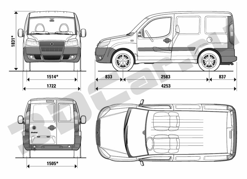 Фиат Добло габариты кузова