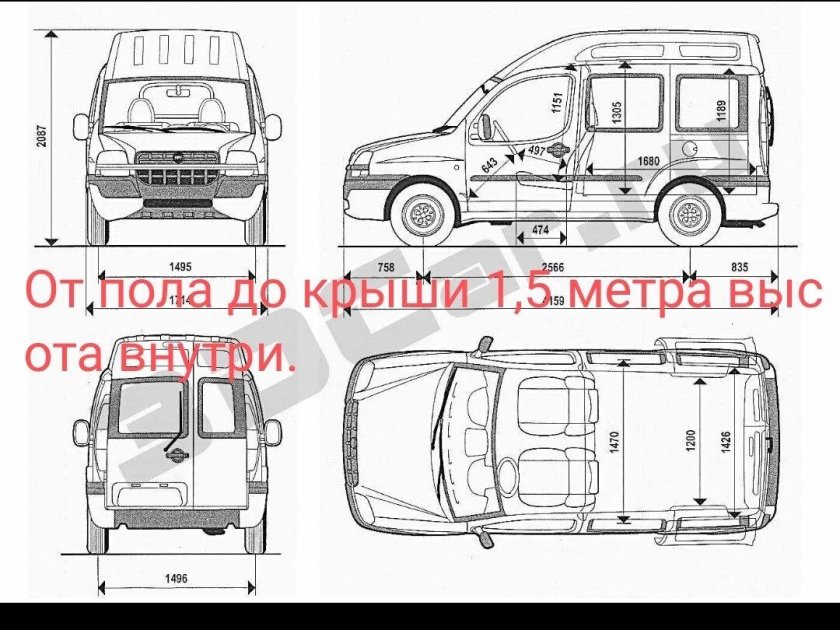 Габариты грузового отсека Фиат Добло фургон