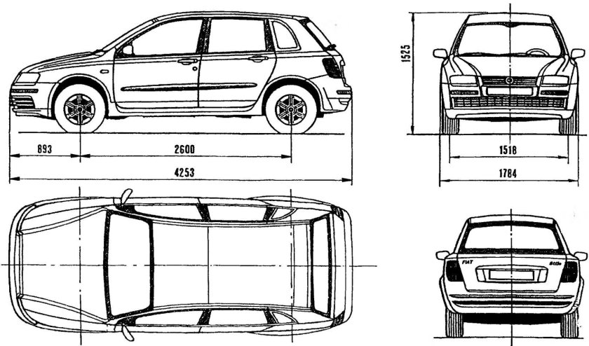 Фиат Стило габариты
