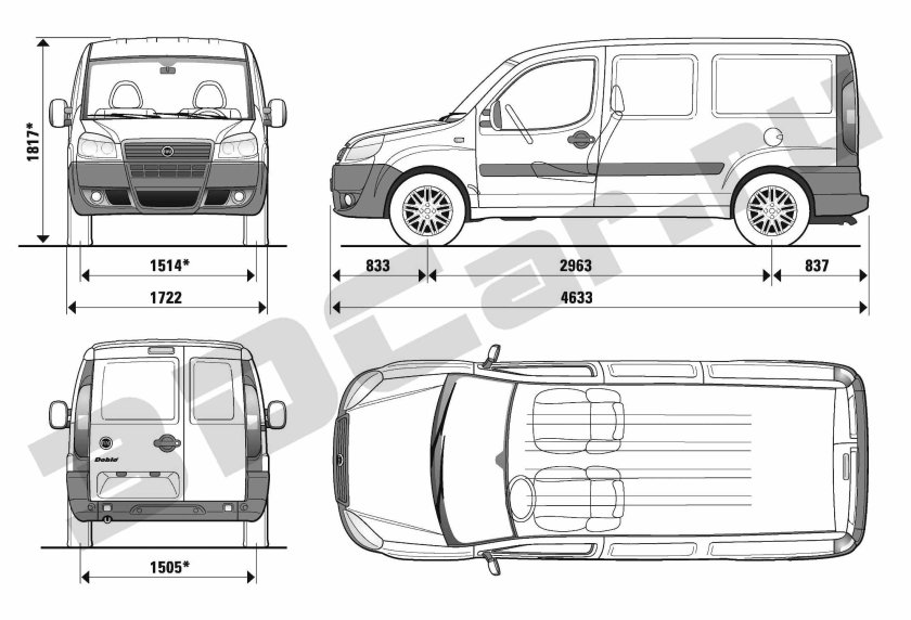Фиат Добло 1 габариты