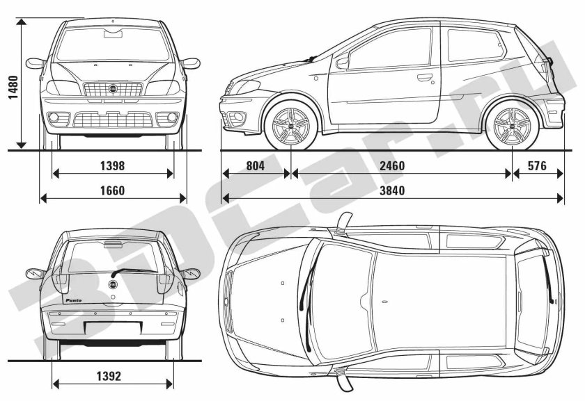Габариты Фиат Пунто 2008