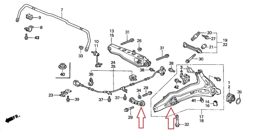 Сайлентблоки задней подвески Honda CR V 1