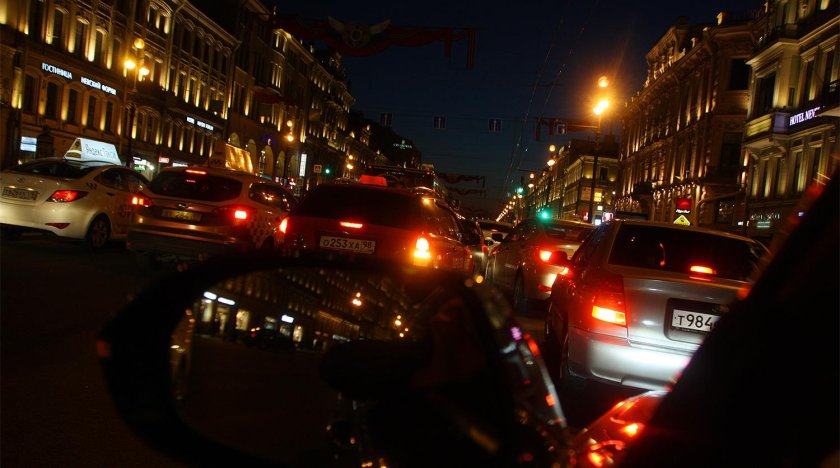 Ночной Питер на машине