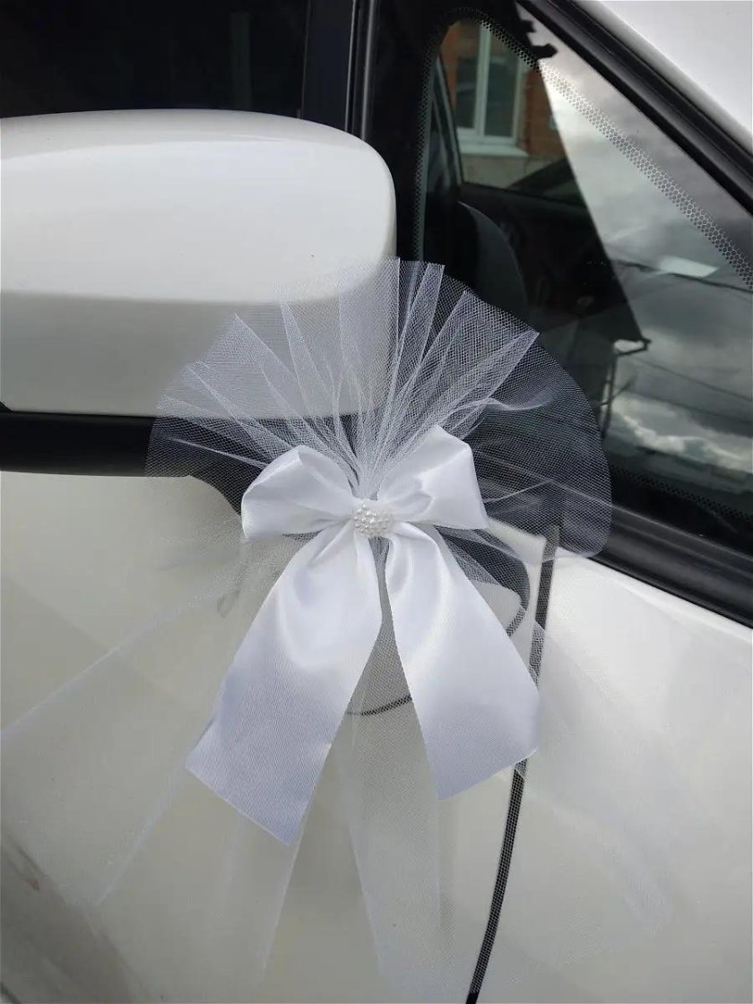 Бантики на ручки машины Свадебные