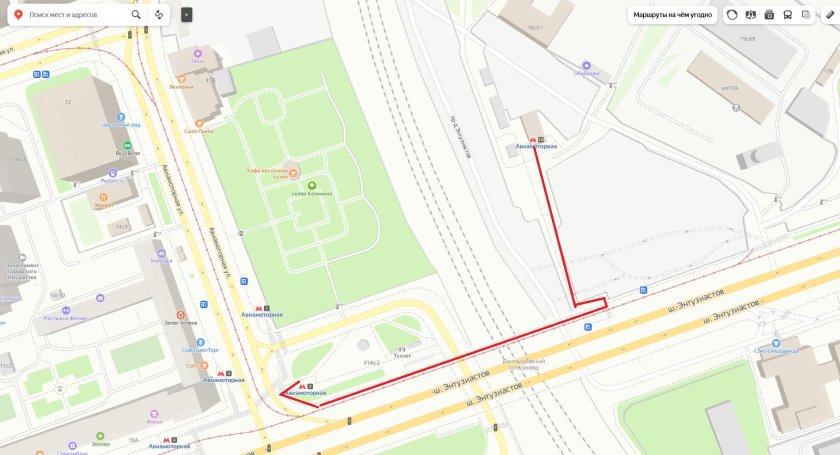 Схема станции Авиамоторная БКЛ