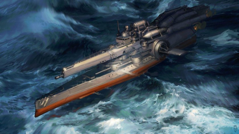 Линкор корабль арт дизельпанк