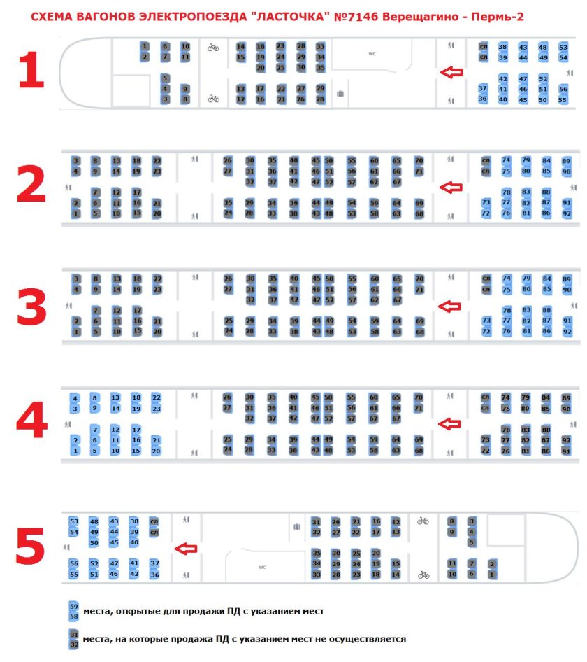 Схема вагона Ласточка Москва вагон 2