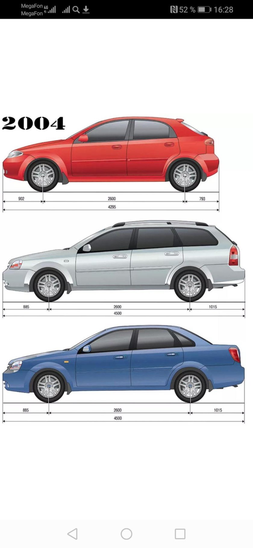 Chevrolet lacetti универсал габариты