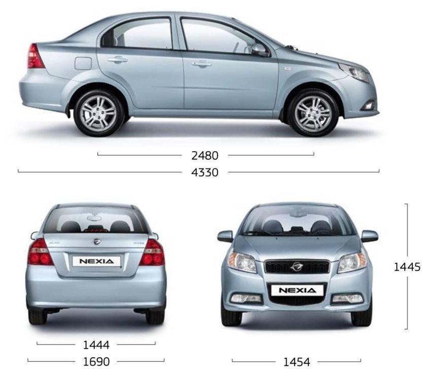 Chevrolet Nexia 3 габариты
