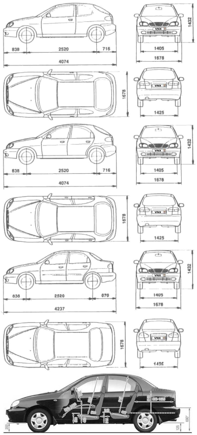 Chevrolet lanos чертеж