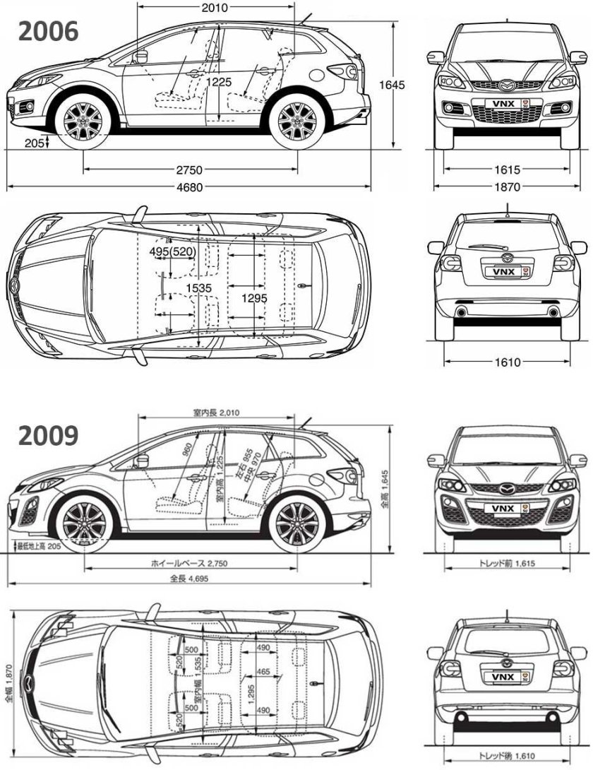 Мазда СХ-7 Габаритные ширина