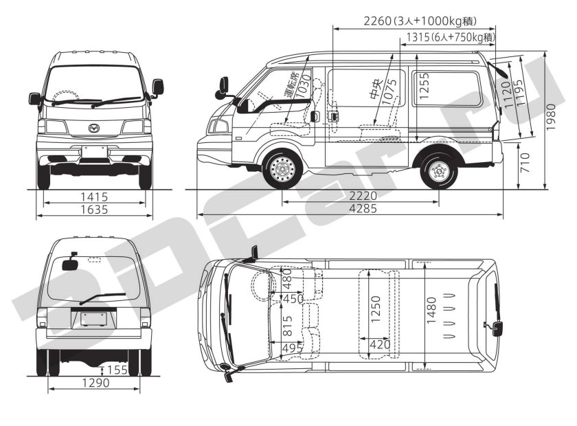 Ниссан Ванетте габариты кузова