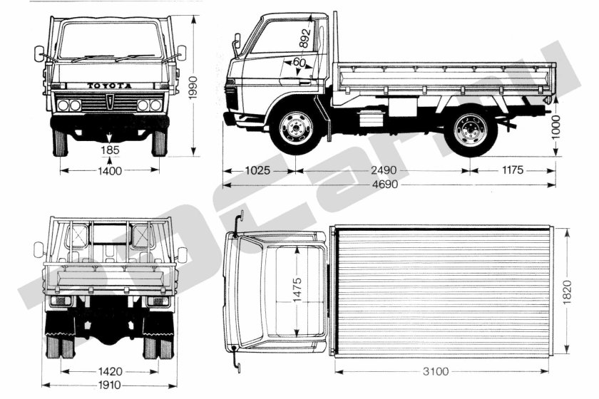 Ширина кузова Тойота Дюна