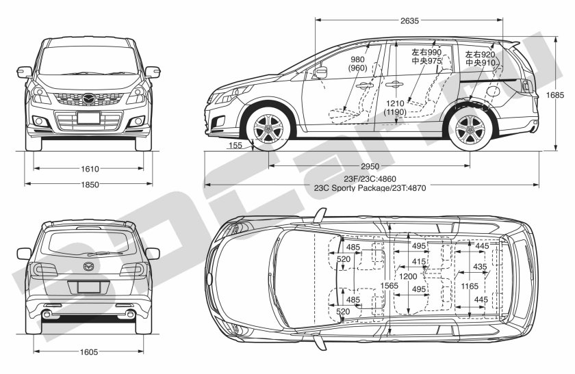 Мазда Демио 2005 габариты