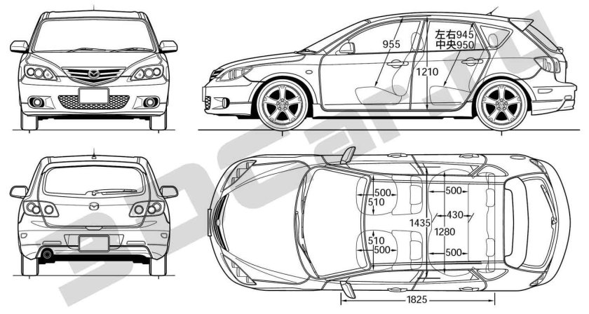 Габариты Mazda 3 BK хэтчбек