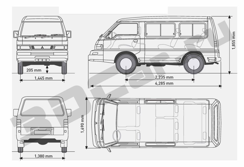 Габариты Митсубиси л300