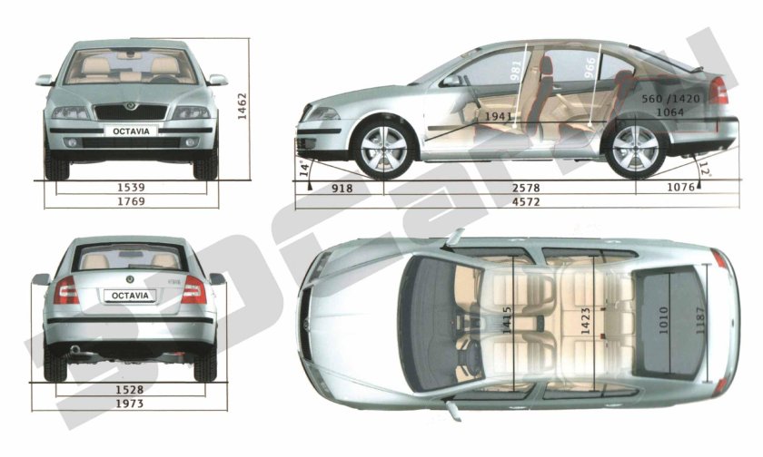 Шкода Октавия а5 габариты авто