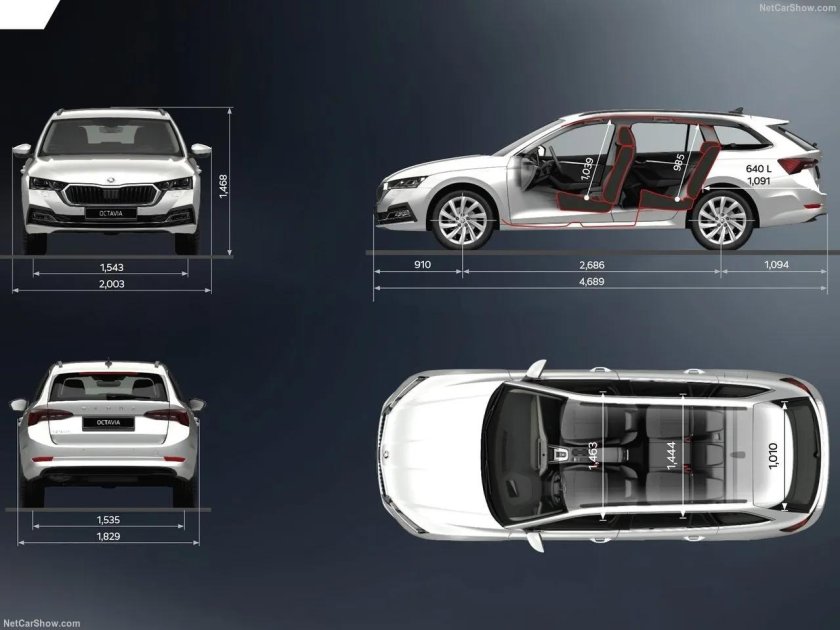 Skoda Octavia a8 габариты