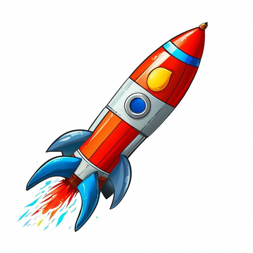 Ракета для детей на прозрачном фоне