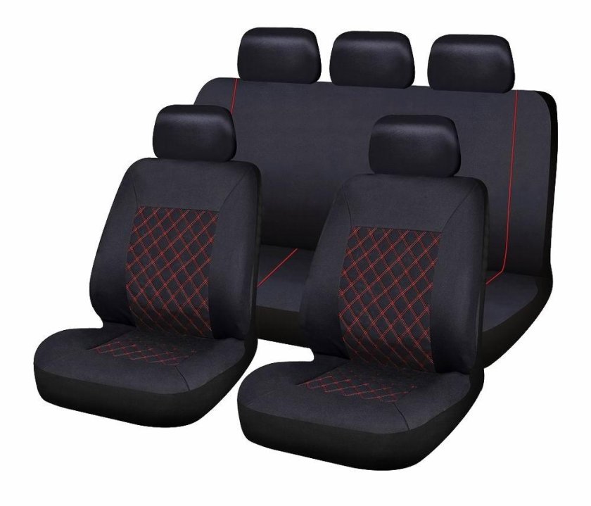 Чехлы универсальные Мустанг э/к 5 мест черный + черный ромб
