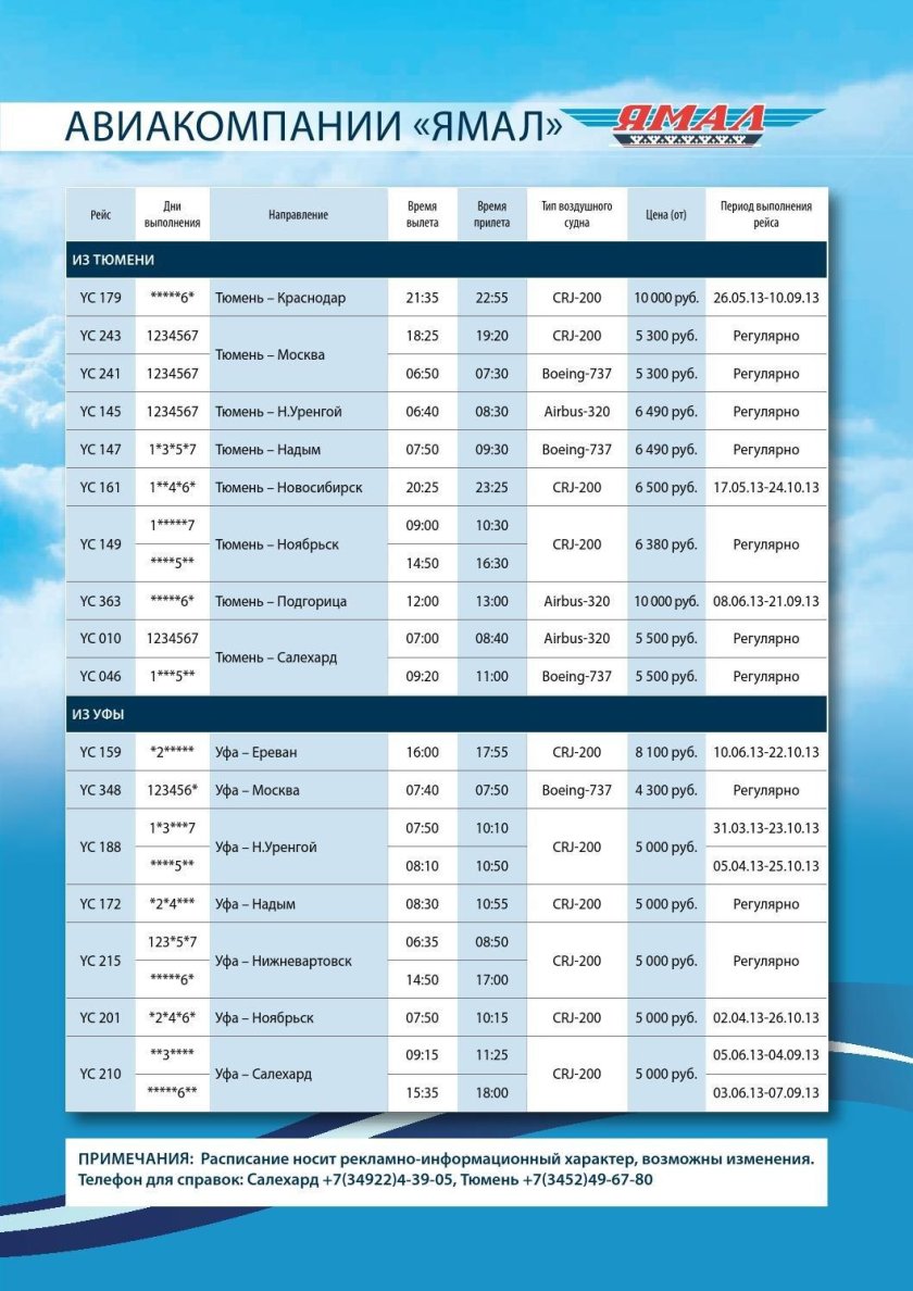 Расписание самолетов Салехард Тюмень