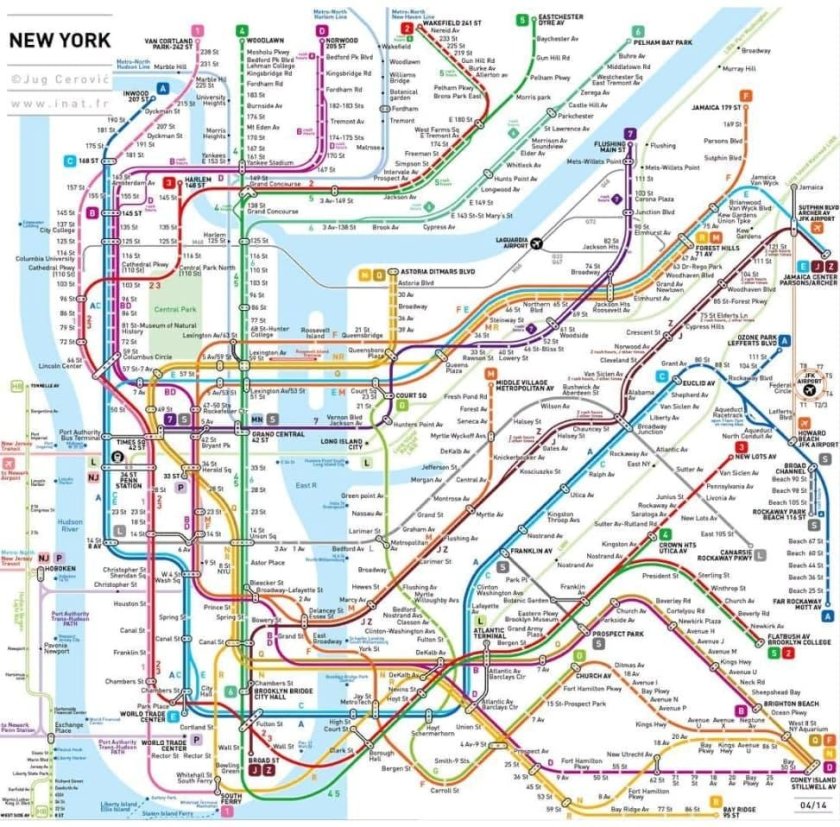 Схема метро Нью-Йорка 2022