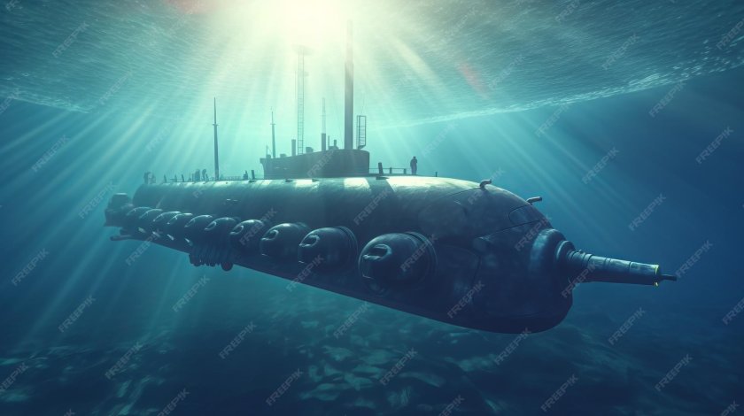 Подводная лодка под водой