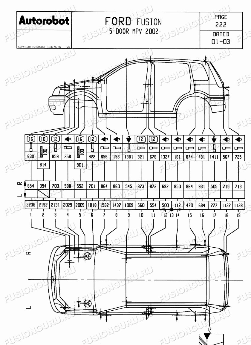 Форд Фьюжн 2008 геометрия кузова