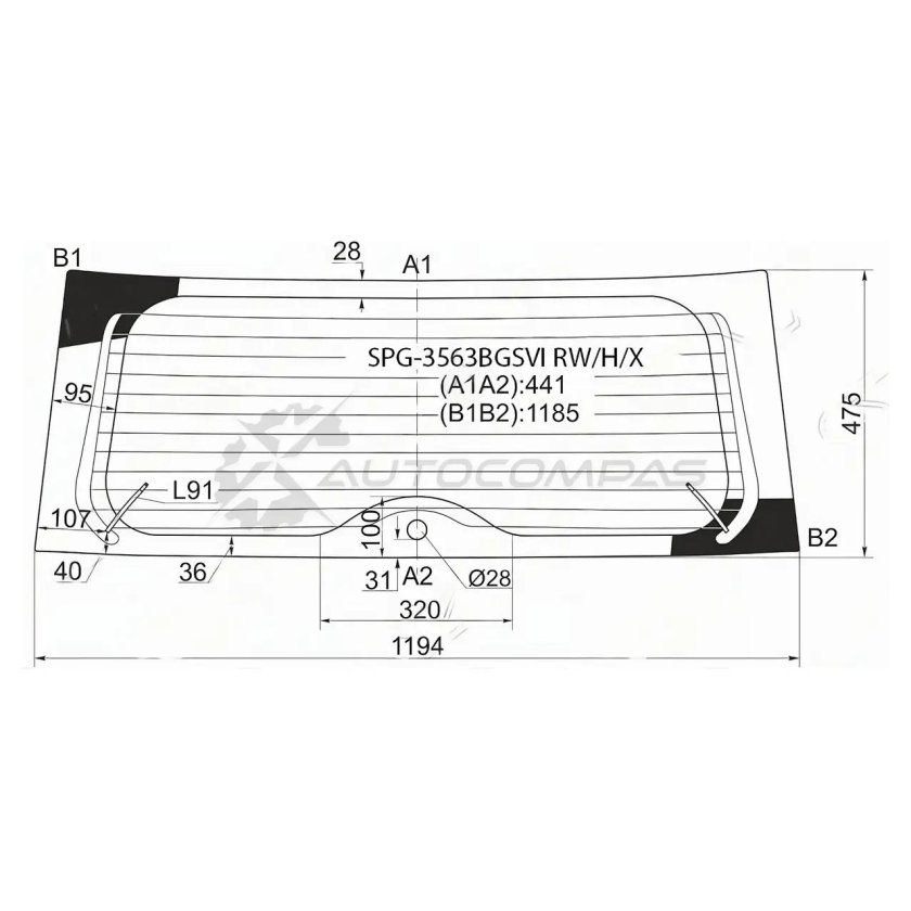 Стекло багажника Mitsubishi Chariot n84w