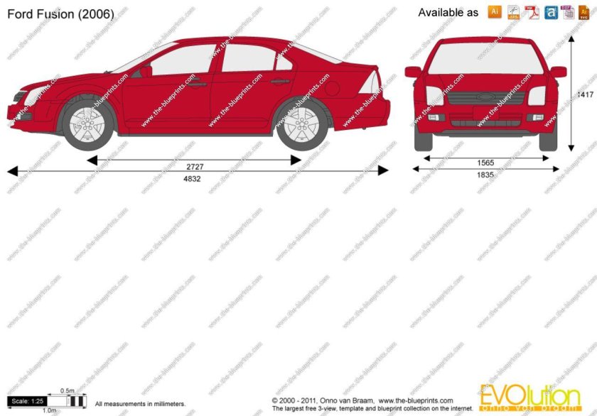 Ford Fusion 2008 габариты