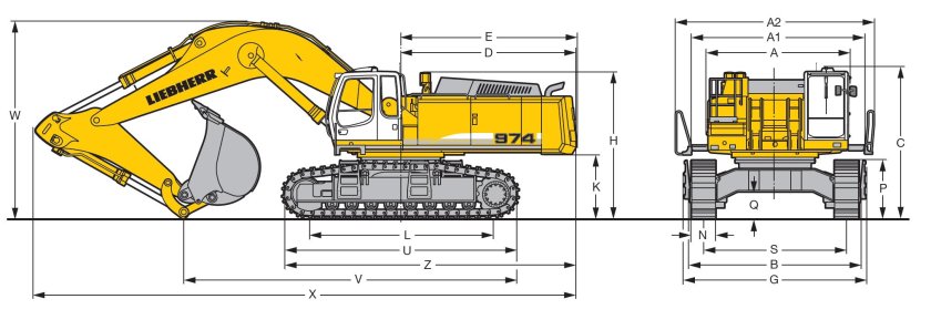 Экскаватор Liebherr 944 габариты