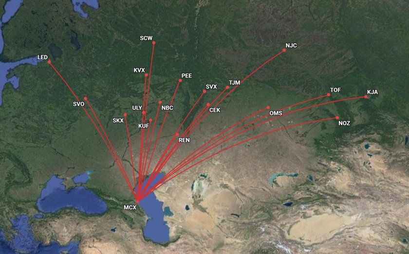 Карта полетов самолетов