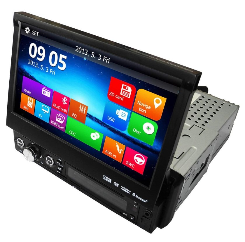 Магнитола с выдвижным экраном на андроиде 1din