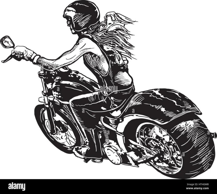 Девушка на мотоцикле эскиз