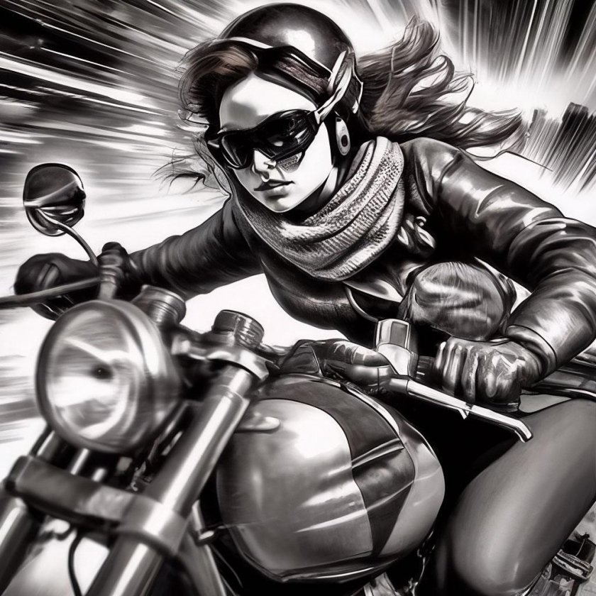 Девушка на мотоцикле рисунок