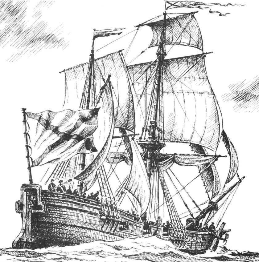 Бомбардирский корабль 18 века