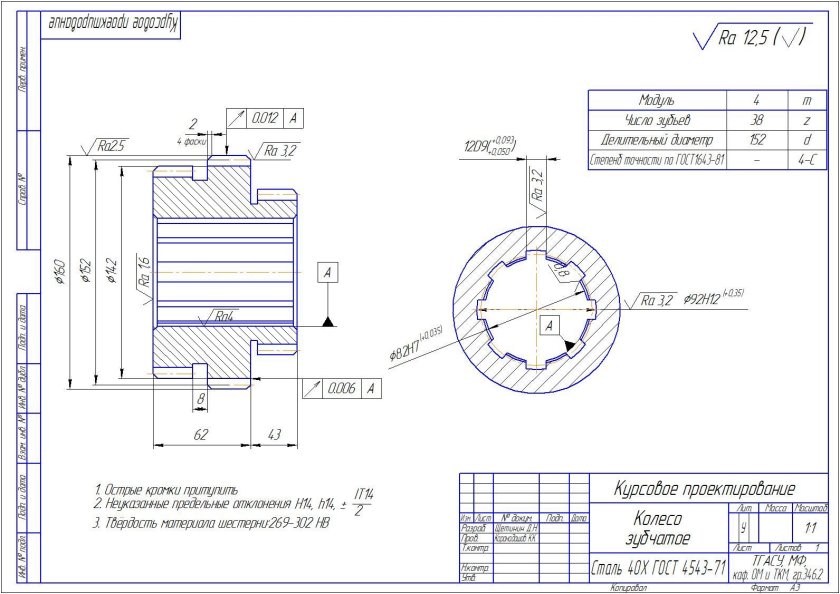 Эвольвентное шлицевое соединение чертеж
